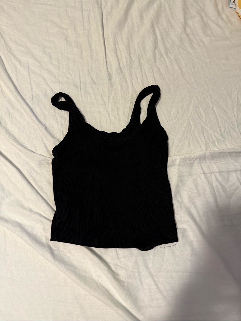wild fable Black Ribbed Tank Top - Scoop Neck